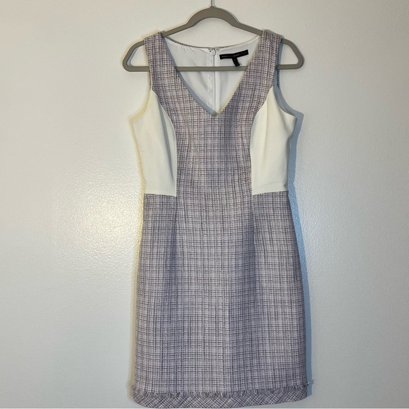 WHBM | Petite Tweed A-line mini dress Colorblock Women’s size 6 career fringe - Picture 2 of 8